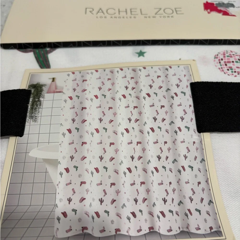 Rachel Zoe White and Pink Cactus Shower Curtain